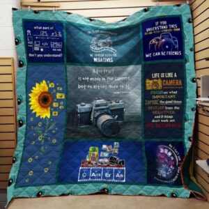 I Love Photography Love Camera Quilt Blanket  Quilt